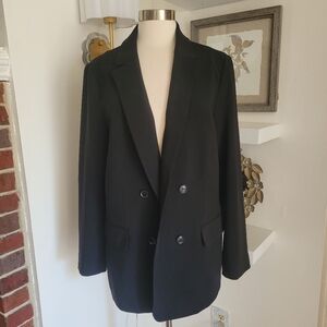 Talbots Classic Black Luxe Ponte No Close Blazer Size 16